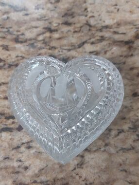 Clear Cut Glass Heart Trinket Dish